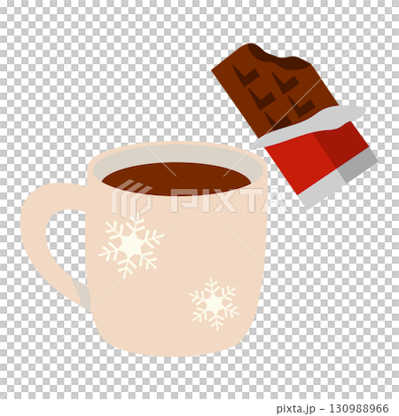 雪花圖案杯子和巧克力插圖 雪花圖案杯子和巧克力插圖 130988966