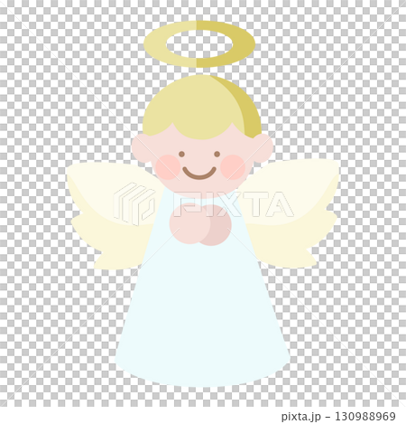 光の輪と翼を持つかわいい天使のイラスト 130988969
