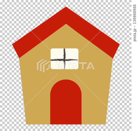 Illustration of a simple house with a red roof 130988988