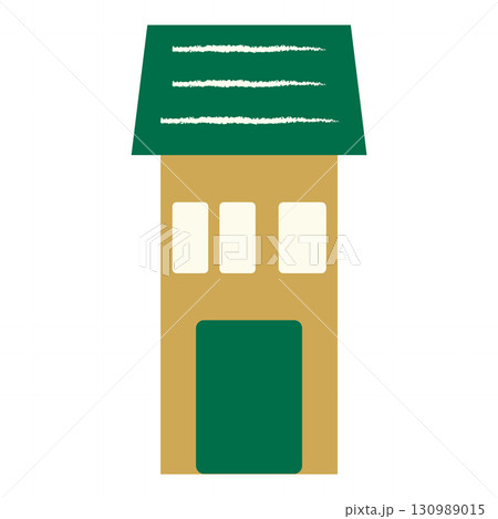 シンプルな緑の屋根の家イラスト シンプルな緑の屋根の家イラスト 130989015
