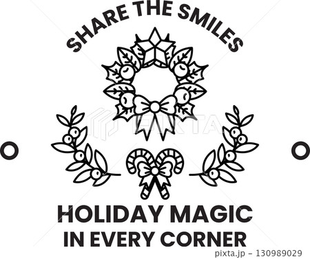 A wreath with a bow and a candy cane is on a white background A wreath with a bow and a candy cane is on a white background 130989029
