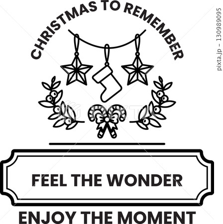 A black and white Christmas to Remember poster with a wreath and stars 130989095
