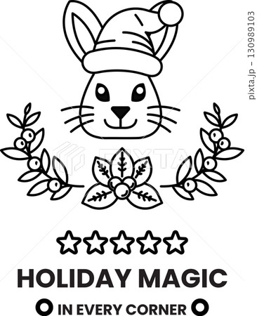 A rabbit with a hat on its head and a wreath around its neck 130989103
