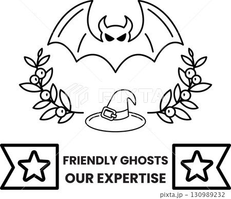 A black and white drawing of a bat with a hat on top of it 130989232