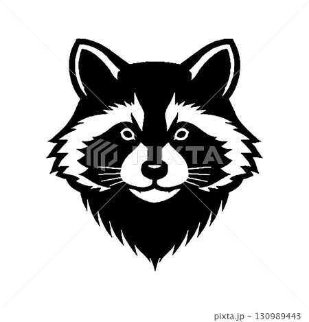 Illustration of racoon head. Design element for logo, label, sign. Vector illustration 130989443