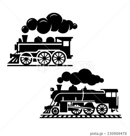 Vintage train isolated on white background. Design element for logo, label, emblem, sign. Vector illustration 130989478