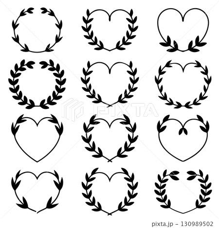 Set of floral wreath in vintage style. Design element for decorations. Vector illustration Set of floral wreath in vintage style. Design element for decorations. Vector illustration 130989502