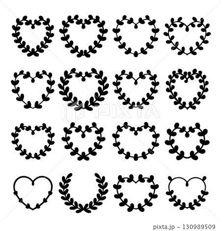 Set of floral wreath in vintage style. Design element for decorations. Vector illustration 130989509