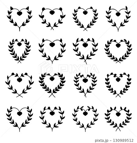 Set of floral wreath in vintage style. Design element for decorations. Vector illustration Set of floral wreath in vintage style. Design element for decorations. Vector illustration 130989512