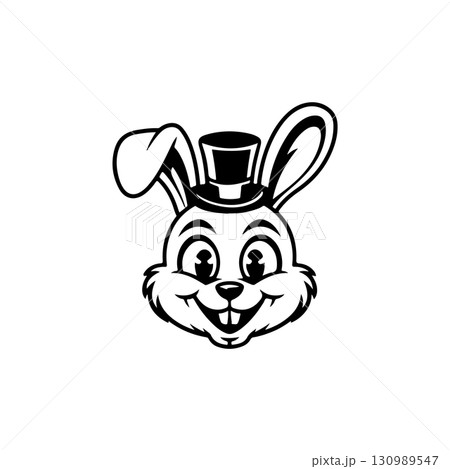 Illustration of rabbit head. Design element for logo, label, sign. Vector illustration Illustration of rabbit head. Design element for logo, label, sign. Vector illustration 130989547