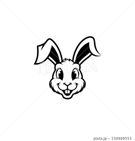 Illustration of rabbit head. Design element for logo, label, sign. Vector illustration 130989555