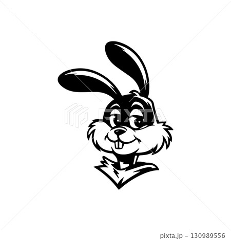 Illustration of rabbit head. Design element for logo, label, sign. Vector illustration 130989556