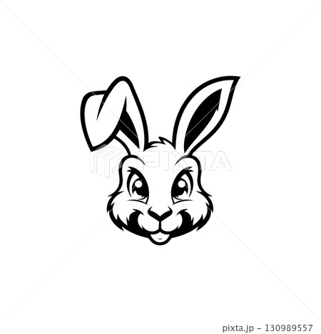 Illustration of rabbit head. Design element for logo, label, sign. Vector illustration Illustration of rabbit head. Design element for logo, label, sign. Vector illustration 130989557