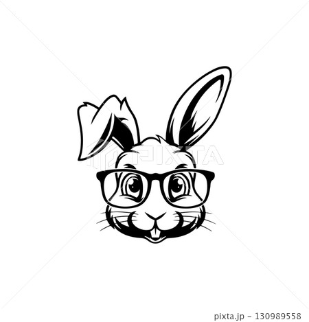 Illustration of rabbit head. Design element for logo, label, sign. Vector illustration 130989558