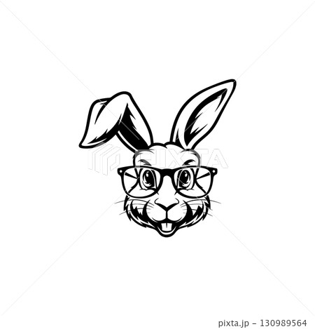 Illustration of rabbit head. Design element for logo, label, sign. Vector illustration Illustration of rabbit head. Design element for logo, label, sign. Vector illustration 130989564