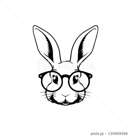 Illustration of rabbit head. Design element for logo, label, sign. Vector illustration 130989566