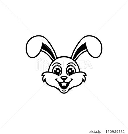 Illustration of rabbit head. Design element for logo, label, sign. Vector illustration 130989582