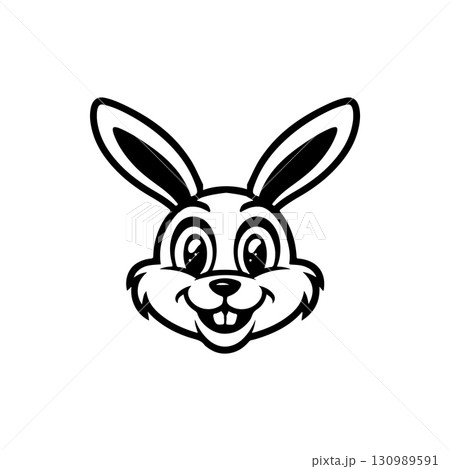 Illustration of rabbit head. Design element for logo, label, sign. Vector illustration 130989591