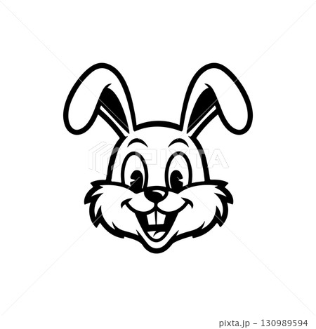 Illustration of rabbit head. Design element for logo, label, sign. Vector illustration Illustration of rabbit head. Design element for logo, label, sign. Vector illustration 130989594