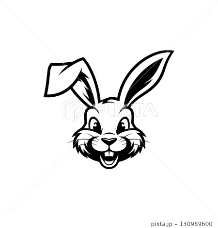 Illustration of rabbit head. Design element for logo, label, sign. Vector illustration 130989600