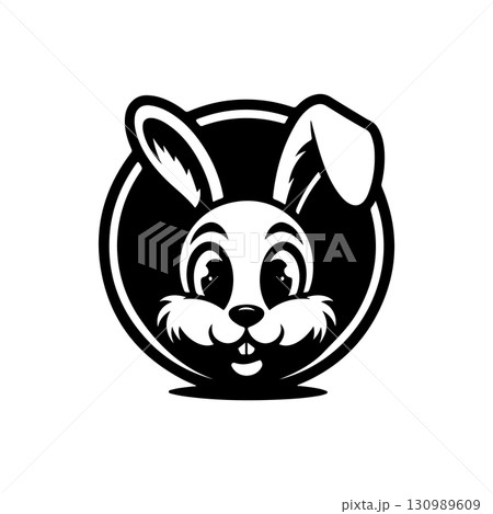 Illustration of rabbit head. Design element for logo, label, sign. Vector illustration 130989609
