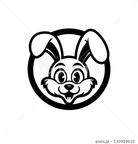 Illustration of rabbit head. Design element for logo, label, sign. Vector illustration 130989610