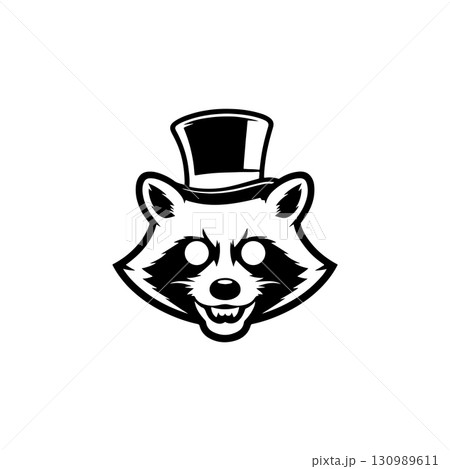 Illustration of racoon head. Design element for logo, label, sign. Vector illustration 130989611