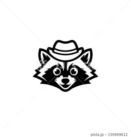 Illustration of racoon head. Design element for logo, label, sign. Vector illustration Illustration of racoon head. Design element for logo, label, sign. Vector illustration 130989612