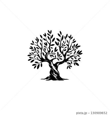 Olive tree silhouette icon. Design element for logo, label, sign. Vector illustration 130989652