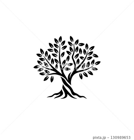 Olive tree silhouette icon. Design element for logo, label, sign. Vector illustration 130989653
