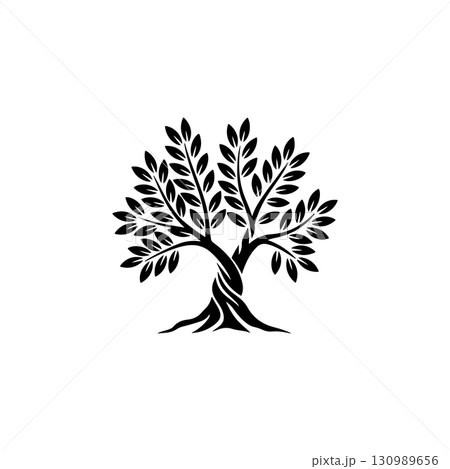 Olive tree silhouette icon. Design element for logo, label, sign. Vector illustration Olive tree silhouette icon. Design element for logo, label, sign. Vector illustration 130989656