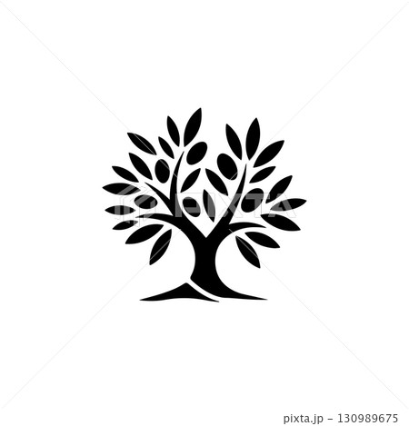 Olive tree silhouette icon. Design element for logo, label, sign. Vector illustration Olive tree silhouette icon. Design element for logo, label, sign. Vector illustration 130989675