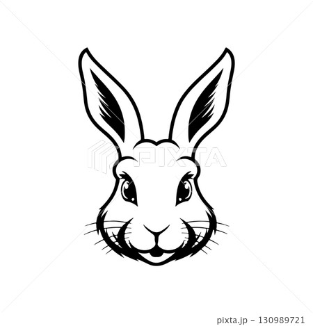 Illustration of rabbit head. Design element for logo, label, sign. Vector illustration 130989721