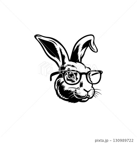 Illustration of rabbit head. Design element for logo, label, sign. Vector illustration Illustration of rabbit head. Design element for logo, label, sign. Vector illustration 130989722
