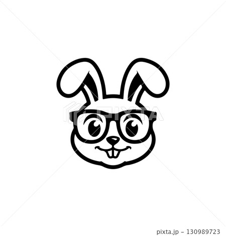 Illustration of rabbit head. Design element for logo, label, sign. Vector illustration 130989723
