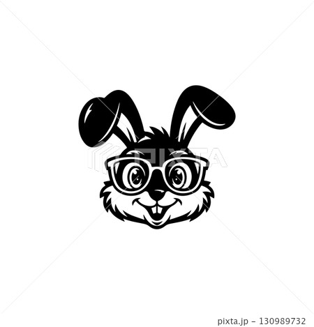 Illustration of rabbit head. Design element for logo, label, sign. Vector illustration 130989732