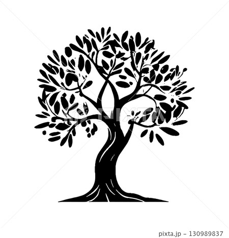 Olive tree silhouette icon. Design element for logo, label, sign. Vector illustration Olive tree silhouette icon. Design element for logo, label, sign. Vector illustration 130989837