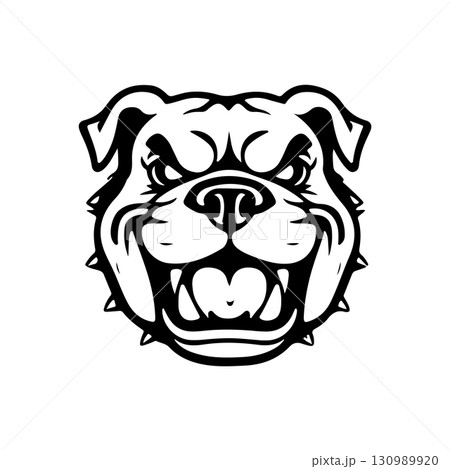 Illustration of bulldog head. Design element for logo, label, sign. Vector illustration Illustration of bulldog head. Design element for logo, label, sign. Vector illustration 130989920