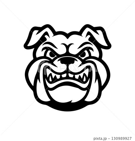 Illustration of bulldog head. Design element for logo, label, sign. Vector illustration Illustration of bulldog head. Design element for logo, label, sign. Vector illustration 130989927