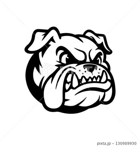 Illustration of bulldog head. Design element for logo, label, sign. Vector illustration Illustration of bulldog head. Design element for logo, label, sign. Vector illustration 130989930