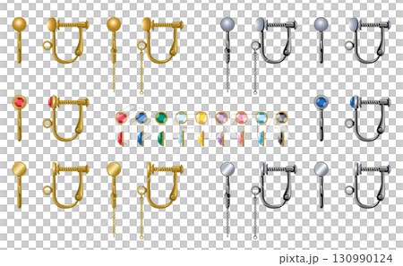 Screw-on earrings, gold and silver set | Jewelry accessory parts Screw-on earrings, gold and silver set | Jewelry accessory parts 130990124