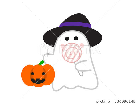 キャンディーを食べるハロウィンのおばけ キャンディーを食べるハロウィンのおばけ 130990149