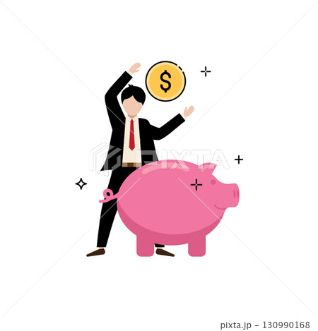 Business man save money piggy bank Business man save money piggy bank 130990168