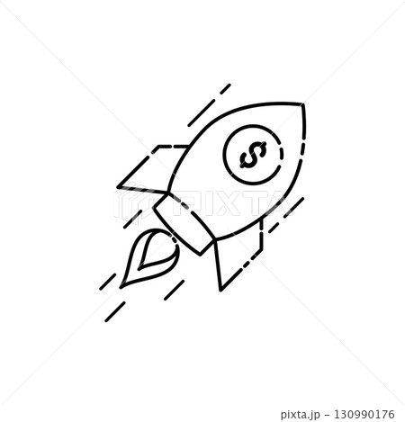 Rocket with a dollar symbol 130990176
