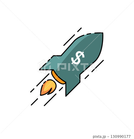 Rocket with a dollar symbol 130990177