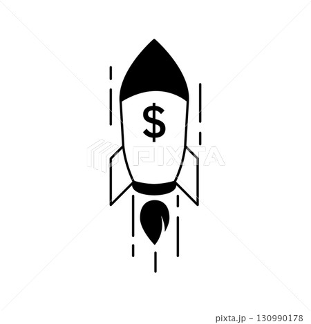 Rocket with a dollar symbol Rocket with a dollar symbol 130990178