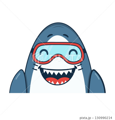 Cartoon Shark Wearing Goggles Illustration 130990214