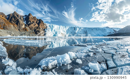 《AI画像》温暖化イメージ 溶け出した永久凍土 130990945