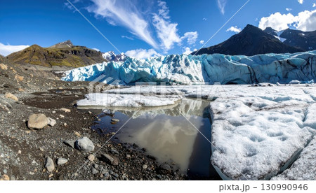 《AI画像》温暖化イメージ 溶け出した永久凍土 130990946