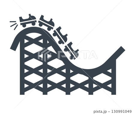 Black roller coaster icon. Black roller coaster icon. 130991049